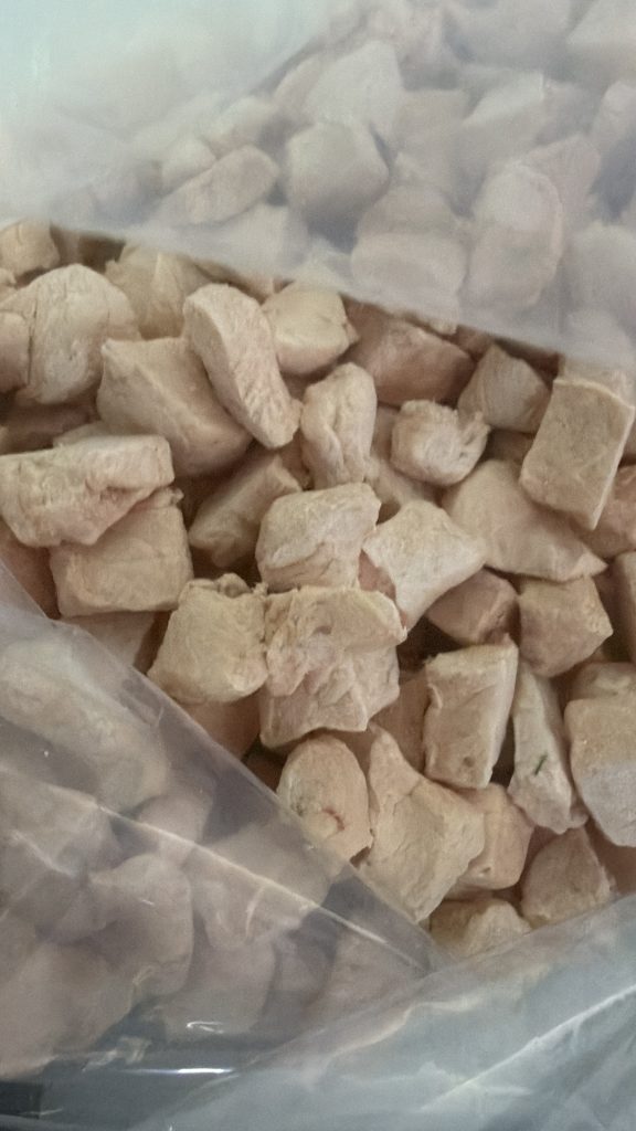 Trozos liofilizados en bolsa