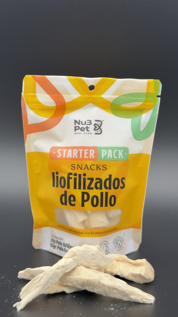 Bolsa Starter Pack de Nu3Pet con pechuga de pollo liofilizada